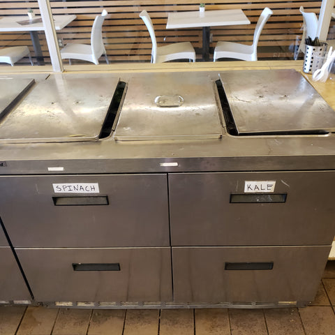 4 pan open well prep unit with drawers -BUY NOW OR BID-